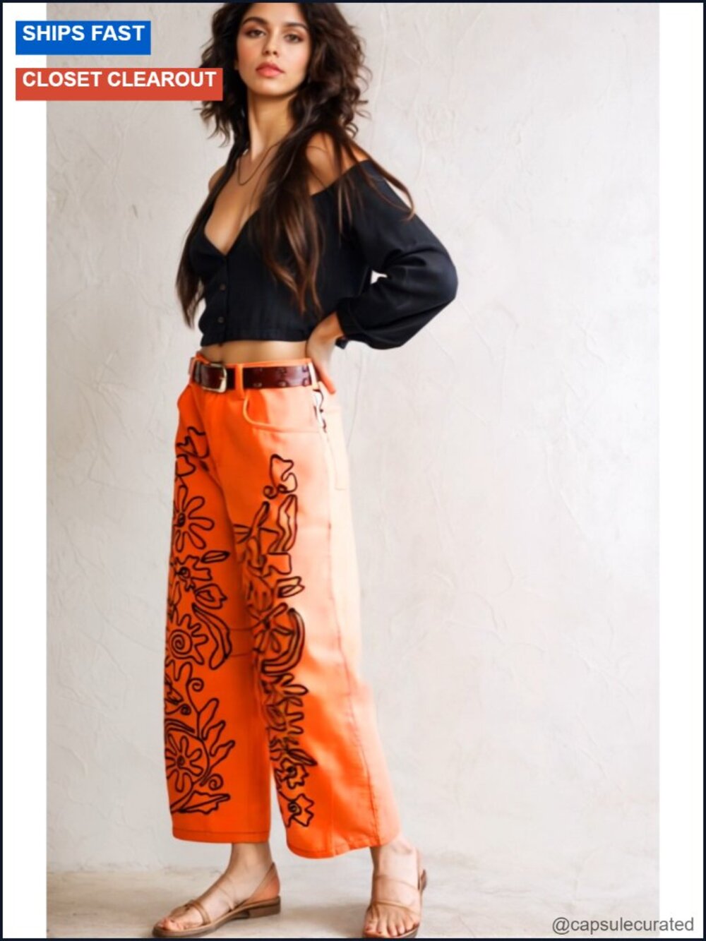 Embroidered Mid Rise Baggy Boyfriend Jeans Barrel Horseshoe Wide Leg Vintage - Picture 6 of 6